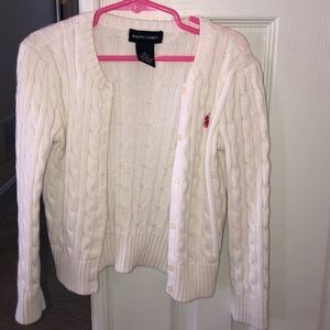 Polo cable knit girls cardigan EUC